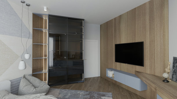 青少年房室内设计木质墙板图片下载