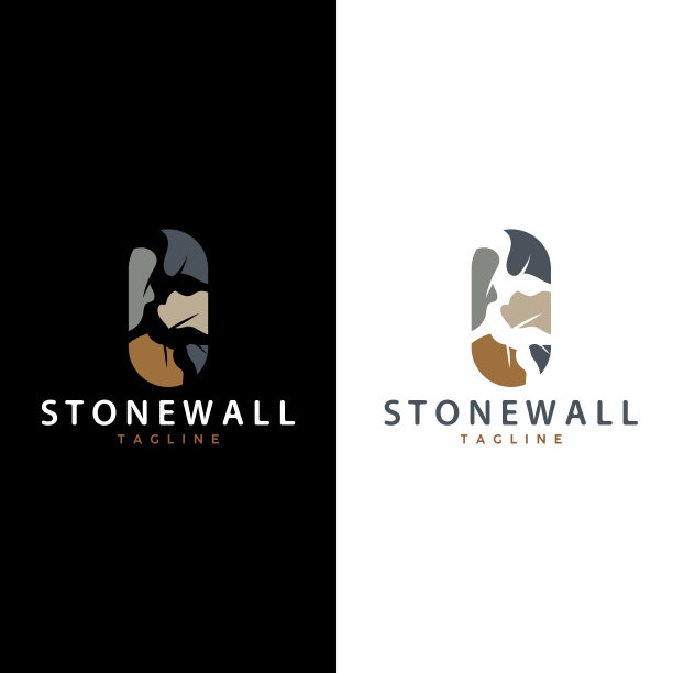 简单的石墙标志设计模板符号说明图片下载