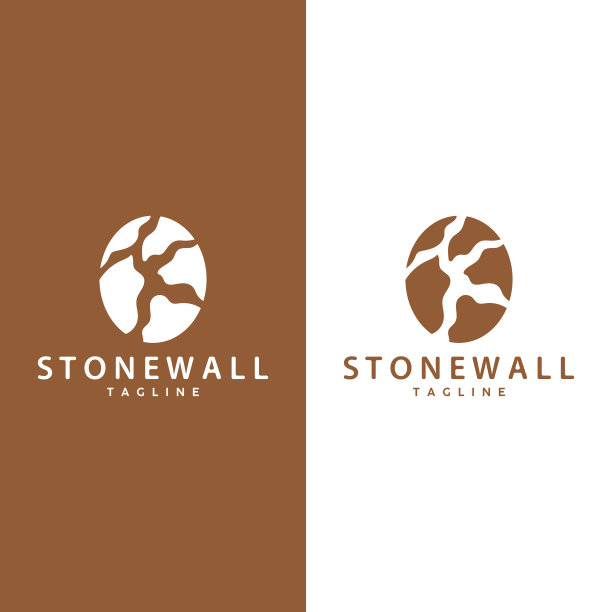 简单的石墙标志设计模板符号说明图片下载