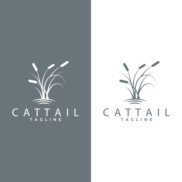 香蒲标志设计矢量简单插图符号模板图片下载