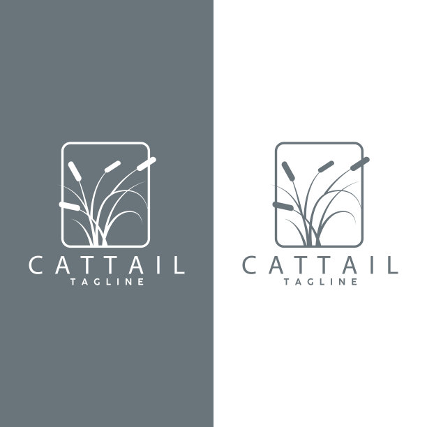 香蒲标志设计矢量简单插图符号模板图片下载