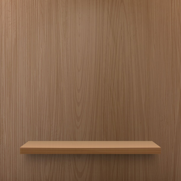 木架子矢量模型。木质纹理与架子。逼真的空木制背景的产品展示图片下载