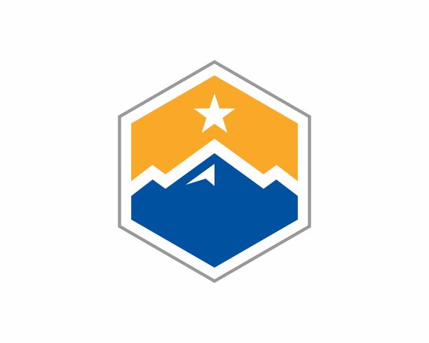 蓝山内的六边形标志图片下载