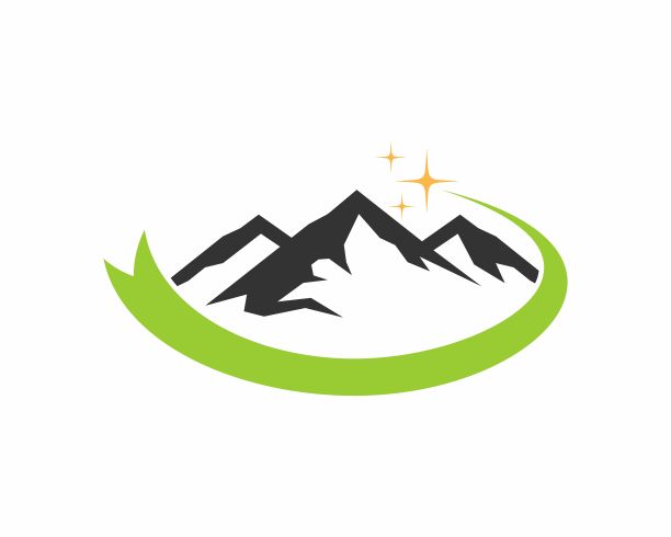 山与绿色旋风和星星矢量图片下载