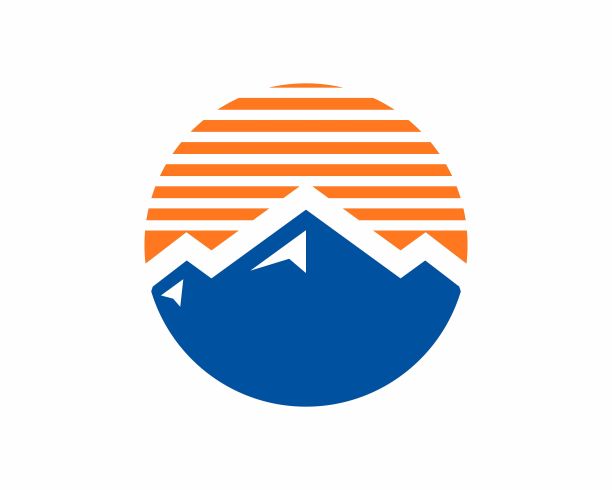 抽象山和日落矢量标志图片下载