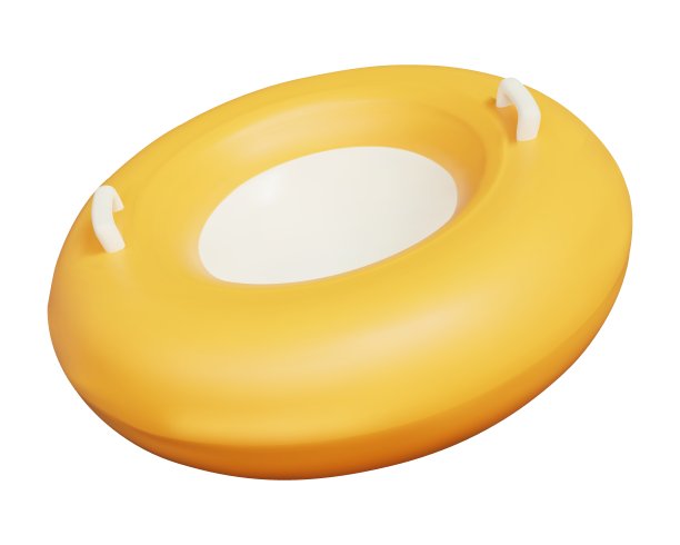 3d黄色圆形充气雪橇或管材冬季驾驶从山上。股票矢量插图上孤立的背景。图片下载