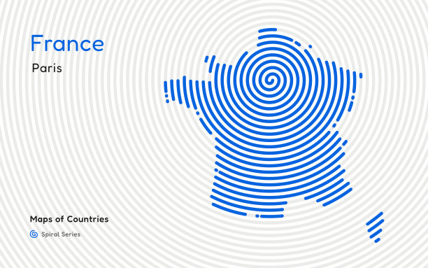 创造性的法国指纹地图。政治地图。巴黎图片下载