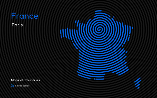 创造性的法国指纹地图。政治地图。巴黎图片下载