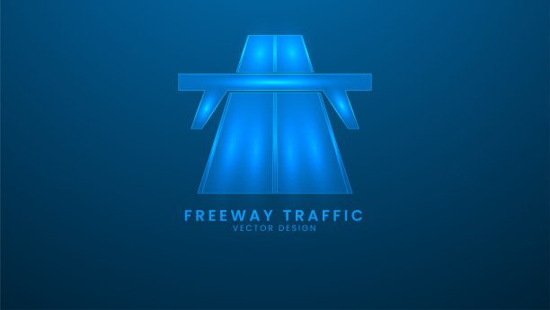 高速公路交通，蓝色背景的高速公路图片下载