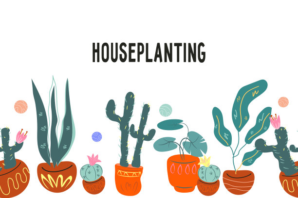 无缝边界背景的室内种植和家庭花园矢量概念。图片下载