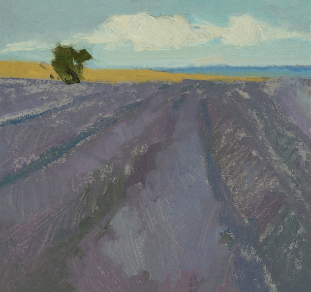 薰衣草田油画图片下载