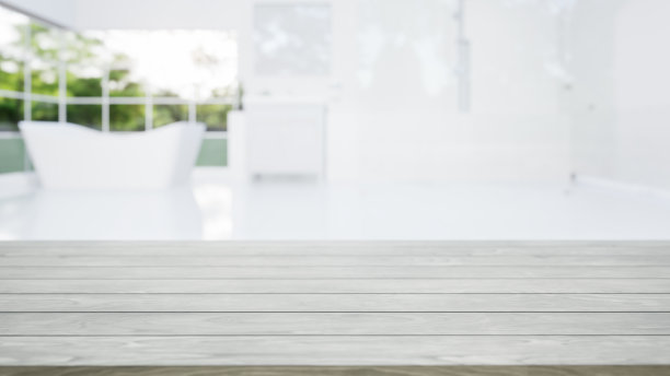 浴室或淋浴房木质柜台的3d效果图，作为产品展示背景。图片下载