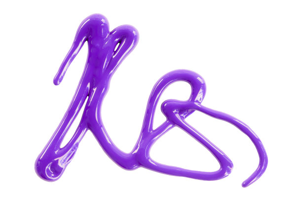 紫色水彩滴之字形孤立在白色背景。图片下载