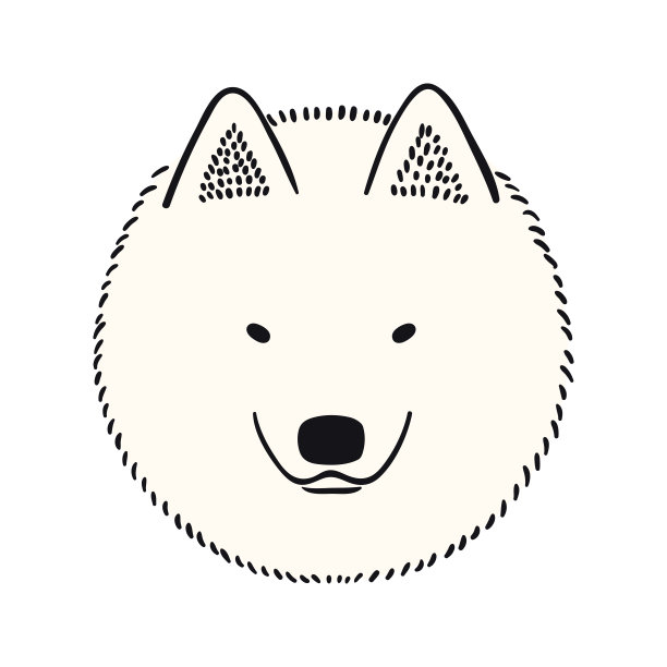 萨摩耶可爱的卡通狗，小狗插图图片下载