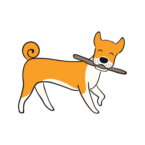 可爱的卡通狗携带棍棒插图图片下载
