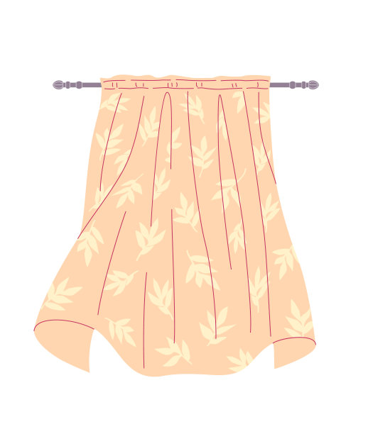 窗帘与秋天印刷简单的矢量插图图片下载