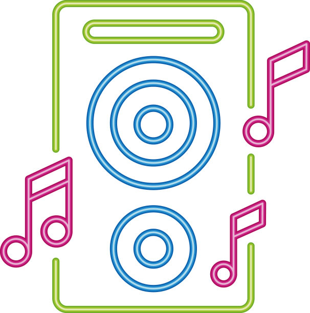 扬声器音乐霓虹灯工作室图标图片下载