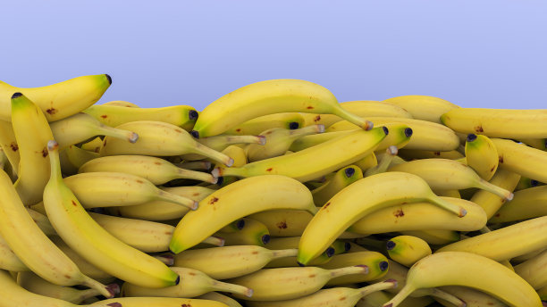香蕉水果堆在超市有机食品堆3d插图图片下载