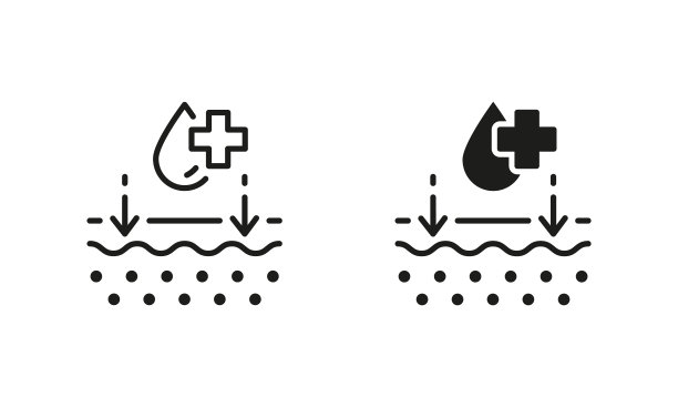 健康美容清洁皮肤线和轮廓黑色图标集。皮肤科健康皮肤检查象形图。医疗，皮肤护理治疗符号集合。孤立矢量图图片下载