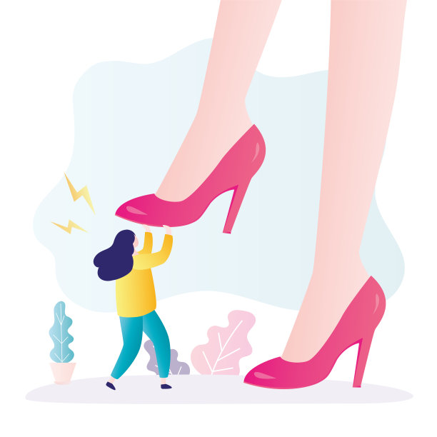 女老板的鞋子压在女经理身上。操纵和控制人的概念。在家庭、学校或办公室欺凌和指责。女商人面临心理问题图片下载