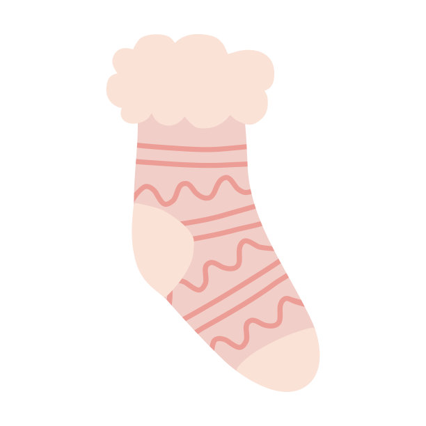 温暖的袜子，上面有条纹，波浪和蓬松的皮毛，秋冬服装元素，向量图片下载