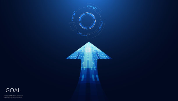 抽象的蓝光速度箭头前进蓝色背景高科技概念目标态度成功的目标现代技术概念和复制空间图片下载