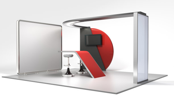 展台设计，空白白板搭建展台模型图片下载