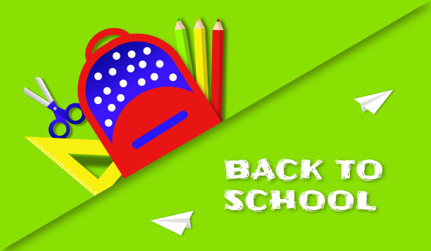 带着学习用品回到学校主题。网站的学校教育背景。一套网页横幅图片下载