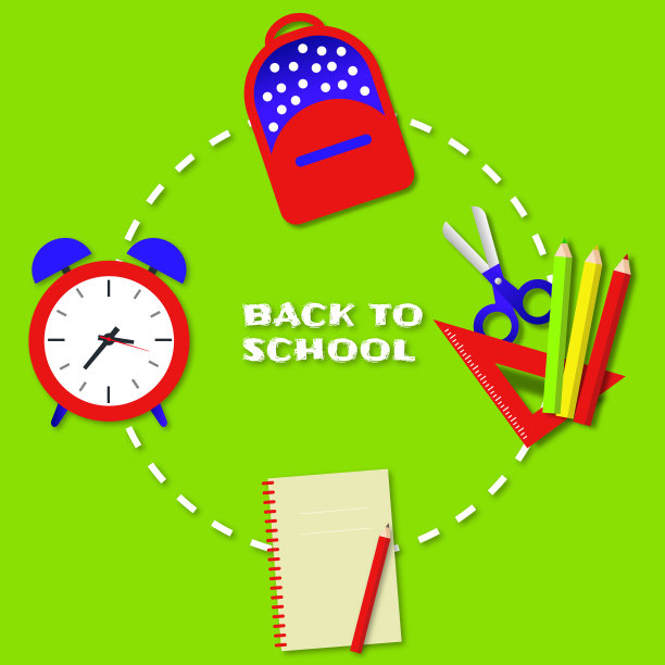 带着学习用品回到学校主题。网站的学校教育背景。一套网页横幅图片下载