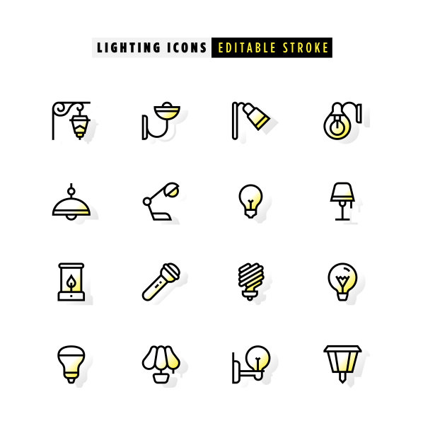 照明图标与黄色内发光图片下载