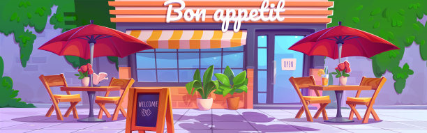 夏日里的街头餐馆图片下载