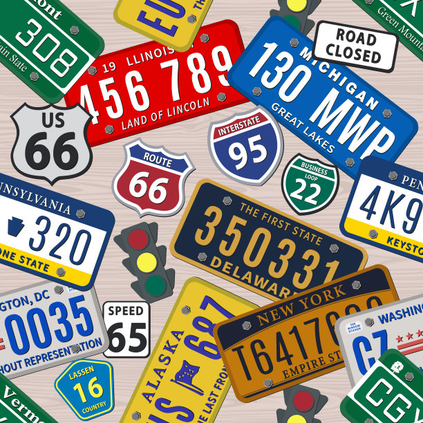 无缝背景车辆登记的汽车号码图片下载