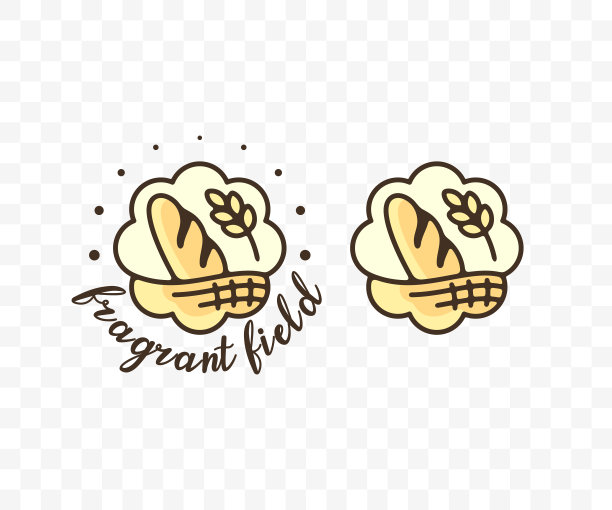 面包店店徽，面包，烘培和面包房，彩色平面设计。篮子里的面包，法棍，面包，长面包，食物和饭，矢量设计和插图图片下载