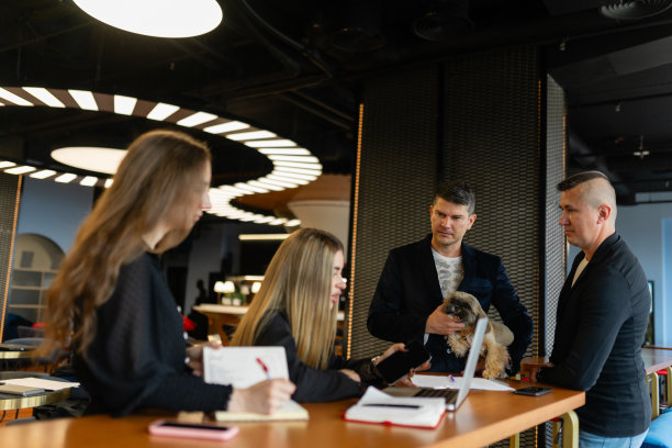 同事们在办公室里和慈子讨论项目图片下载