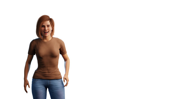 一个美丽的白人女人直视镜头，微笑的插图。三维演示图片下载