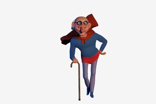 老超级英雄卡通人物-有趣的3d插图图片下载