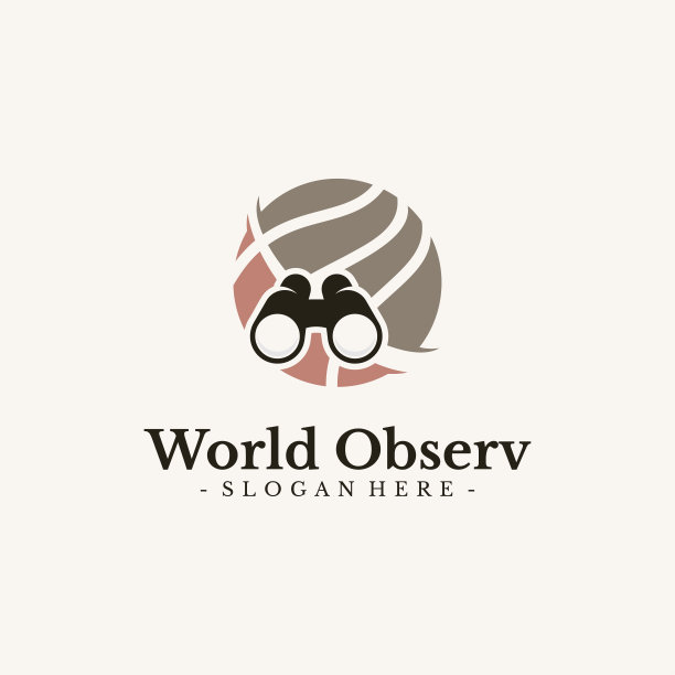 世界使命符号设计矢量。地球仪和双目符号模板。图片下载