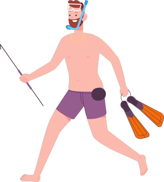 戴着水肺潜水装备的男子参加有趣的夏季活动图片下载