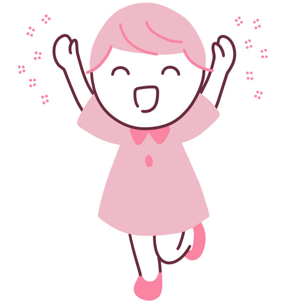 一个开朗微笑的女孩欢呼的插图图片下载