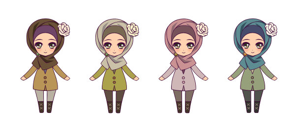 动漫风格的女孩人物插画集图片下载