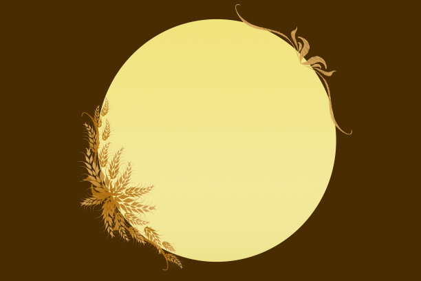 金色小麦大麦框架边框背景。麦田与满月设计丰收节、啤酒节、有机食品、农贸市场海报装饰与文案空间。矢量插图。图片下载