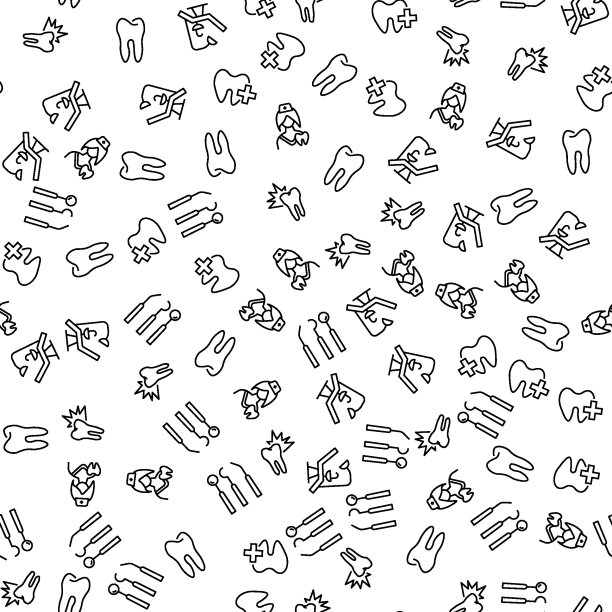 牙医工具，牙科椅子，医生，治疗无缝模式印刷，包装，设计，网站，商店，应用程序图片下载