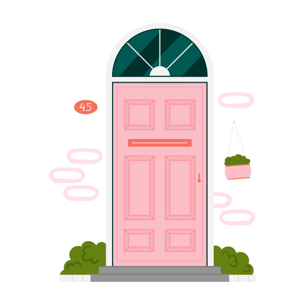 复古的粉红色门为家庭公寓隔离图片下载