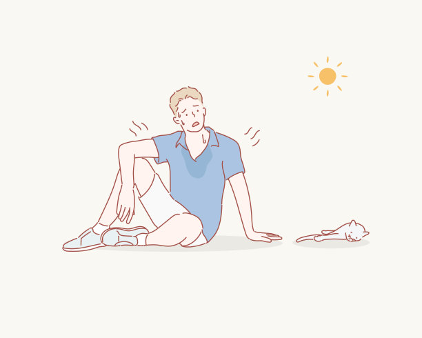 男子在炎热的夏日被晒伤图片下载