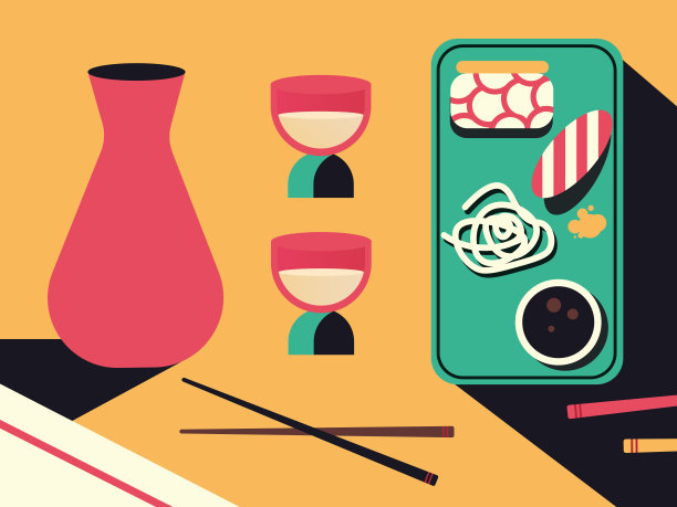 亚洲食品和饮料-平面海报设计图片下载