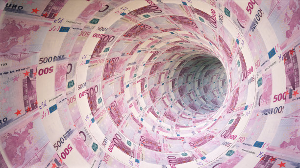 在500欧元的封闭隧道中向前飞行图片下载