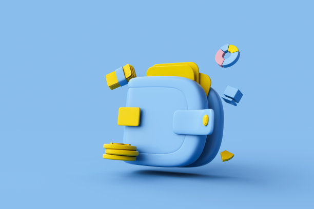 装有金币的蓝色钱包。3 d渲染。图片下载