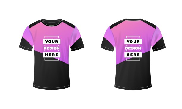 t恤的布局。平面，颜色，t恤为你设计，t恤样板，你在这里设计，服装版面，服装样板。矢量图图片下载