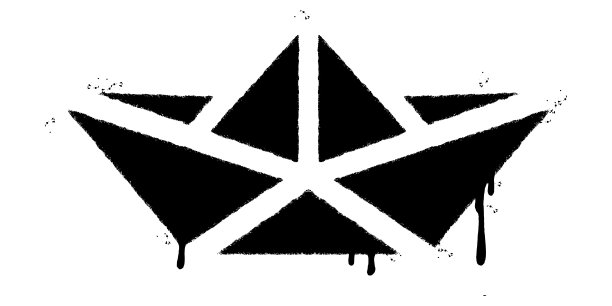 喷漆涂鸦纸船图标喷隔离与白色背景。涂鸦纸船图标与超过喷在黑色在白色。图片下载