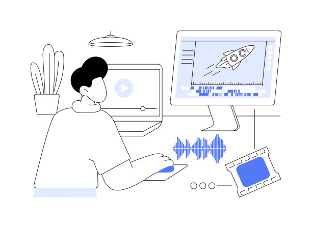 视频编辑孤立的卡通矢量插图。图片下载